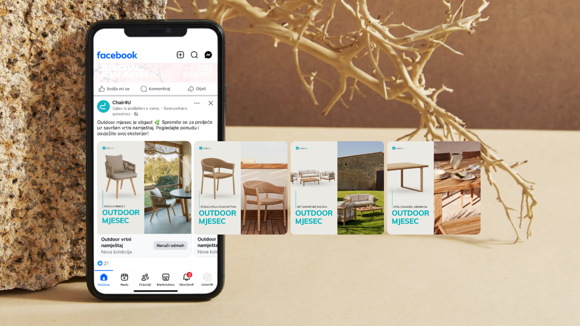 chair4u facebook carousel oglas